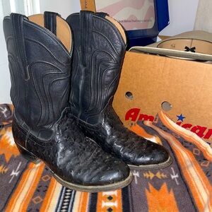 Tecovas ostrich skin round toe men’s cowboy boots